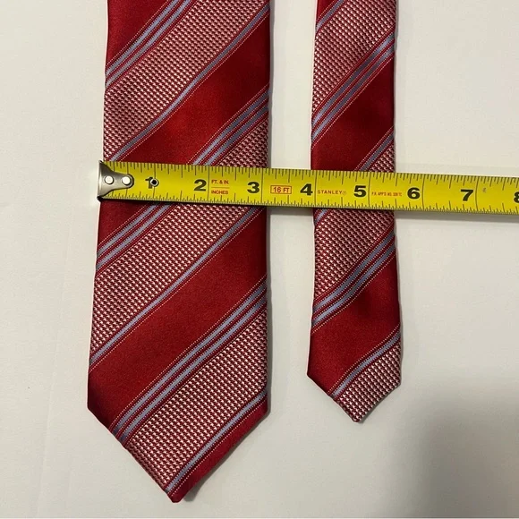 Canali, Red, Striped, 100% Silk, Made in Italy,‎ Men's Tie